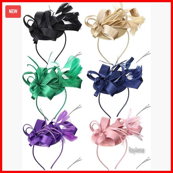 6 Pack Vintage Derby Fascinator Hats Mesh Feather Hair Clip Tea Party main image 7